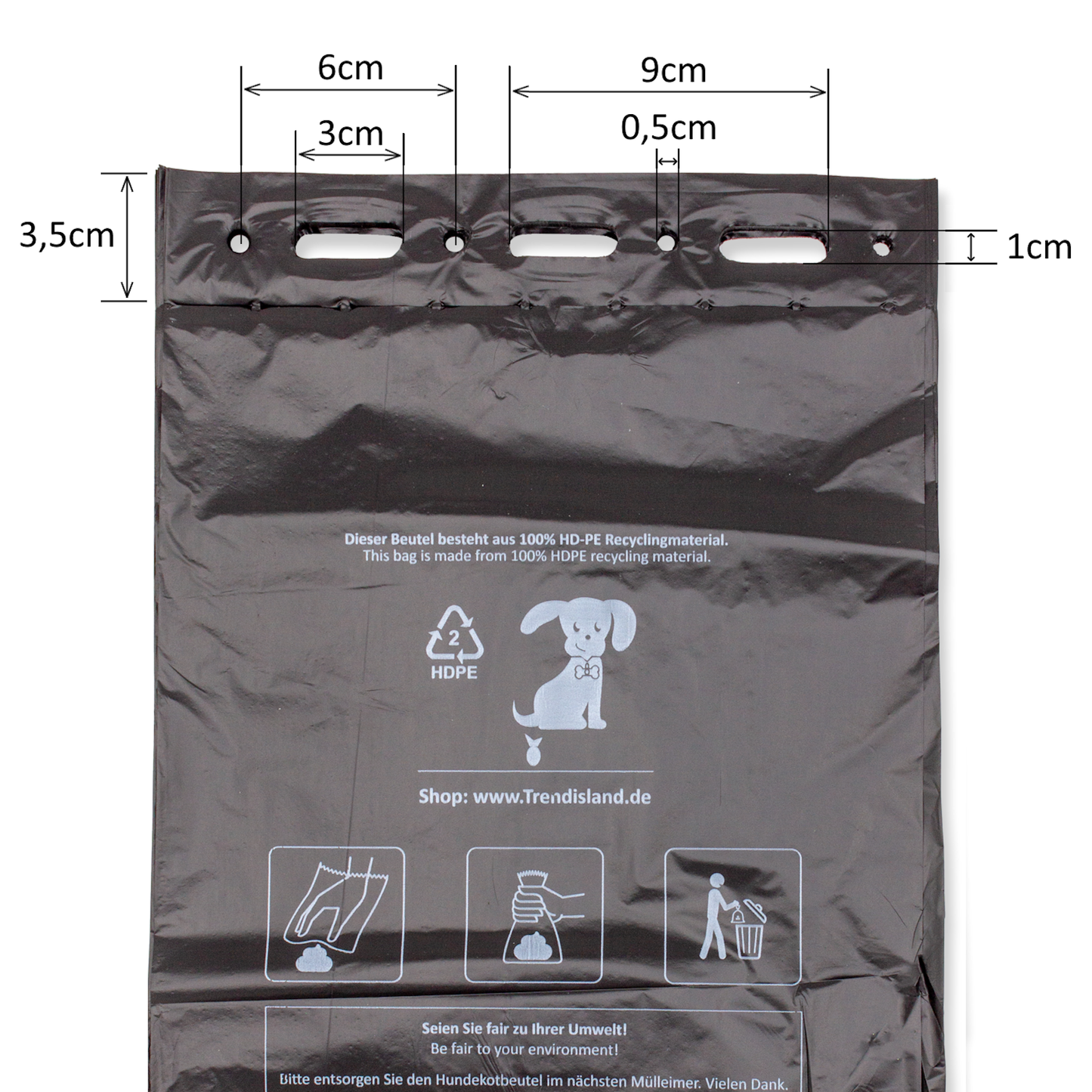 1000 schwarze Hundekotbeutel zum Aufhängen 21×31,5 cm – Reißfest, blickdicht & umweltfreundlich