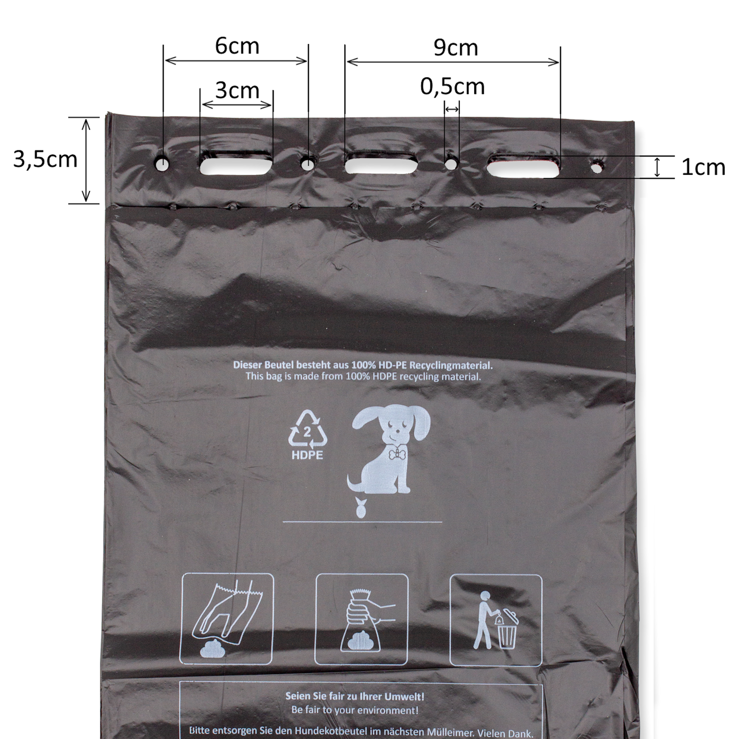 1000 schwarze Hundekotbeutel zum Aufhängen 21×31,5 cm – Reißfest, blickdicht & umweltfreundlich