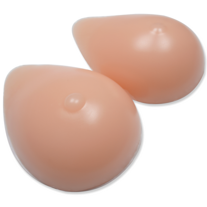 Silikonbrüste in Tropfenform, mit Haftschicht, farblose Nippel, Typ T1