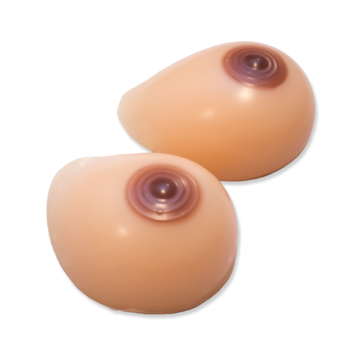 Silikonbrüste in Tropfenform, mit Haftschicht & farbige Nippel, Typ T5 - Cup B - 475g
