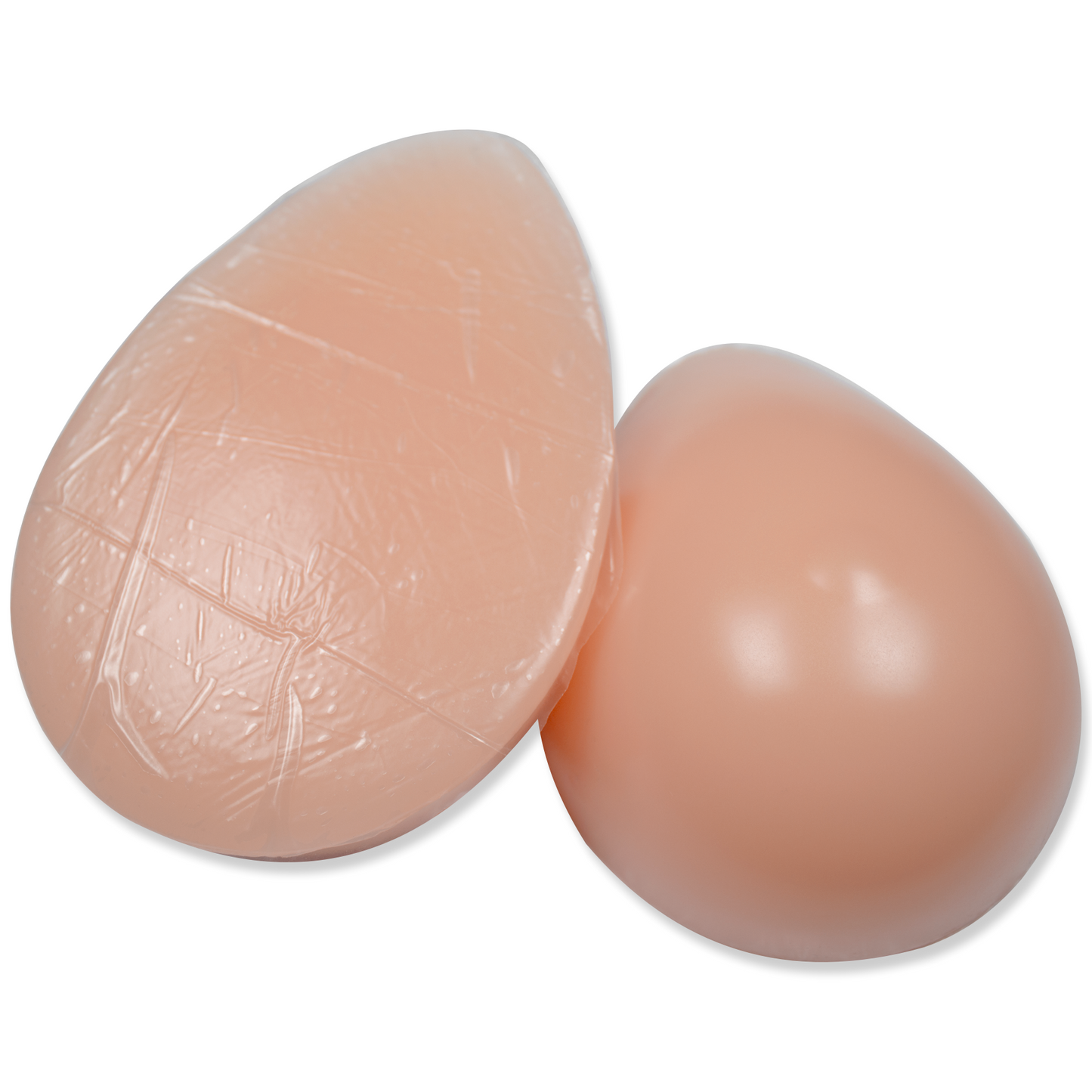 Silikonbrüste in Tropfenform, mit Haftschicht, farblose Nippel, Typ T1