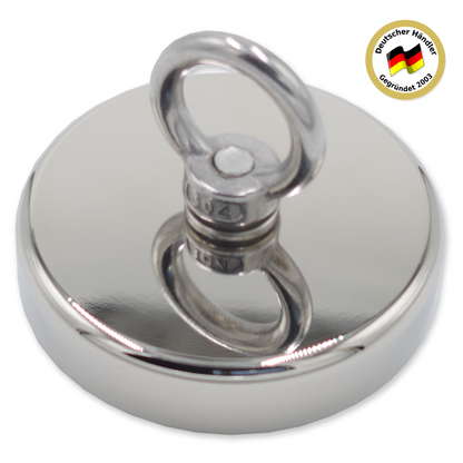 Bergemagnet 340kg N52 Ø 90mm Neodym Magnetangeln Suchmagnet mit Öse
