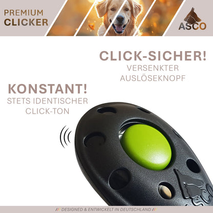 ASCO Premium Clicker – Clickertraining Profi Klicker für Hunde, Katzen, Pferde