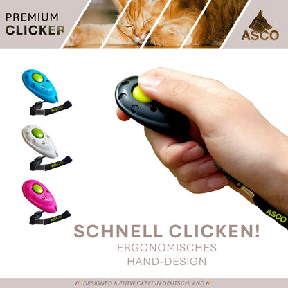 ASCO Premium Clicker – Clickertraining Profi Klicker für Hunde, Katzen, Pferde