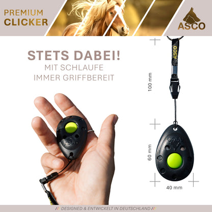 ASCO Premium Clicker – Clickertraining Profi Klicker für Hunde, Katzen, Pferde