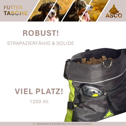 ASCO Futterbeutel mit Einhand-Schnappverschluss, Leckerlibeutel 20x20 cm, QuickTouch Leckerlietasche
