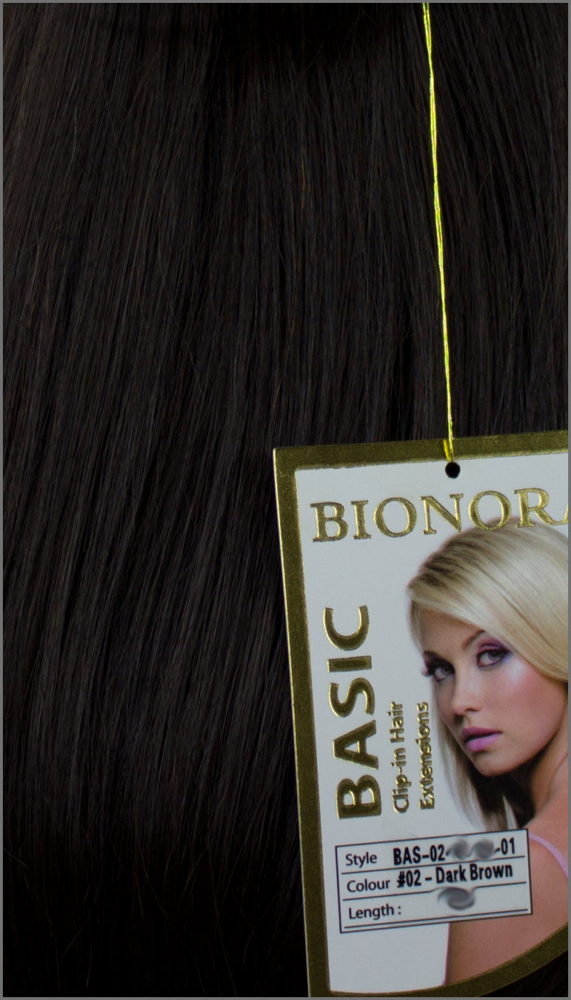 Clip-in Haar Extensions, BIONORA BASIC, #02, Dunkelbraun, 43/53/63cm, 70/80/90 Gramm