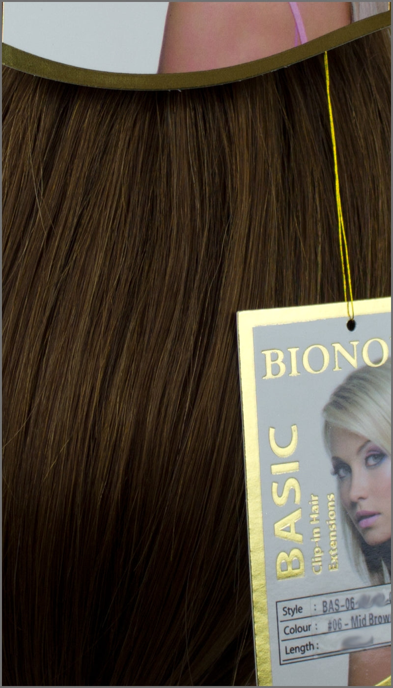 Clip-in Haar Extensions, BIONORA BASIC, #06, Mittelbraun, 43/53/63cm, 70/80/90 Gramm