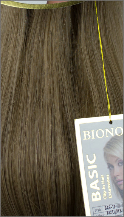 Clip-in Haar Extensions mit Echthaar, #12, Hellbraun, BASIC von BIONORA, 43/53/63cm, 70/80/90 Gr.