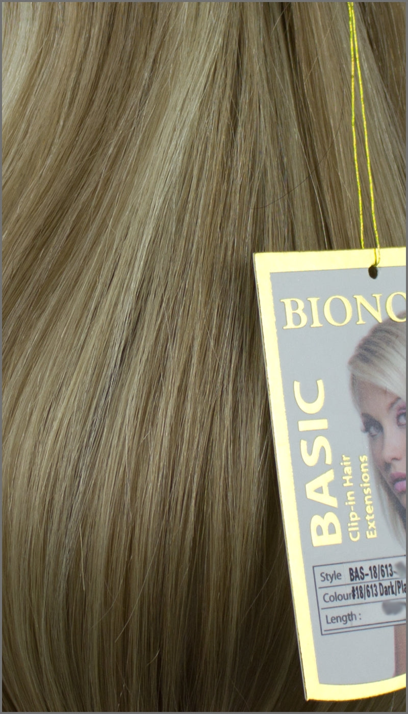 Clip-in Haar Extensions mit Echthaar, #18/613, Dunkelblond / Platinblond, BASIC von BIONORA, 43/53/63cm, 70/80/90 Gr.
