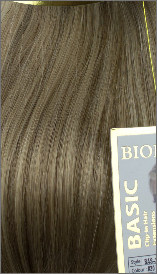 Clip-in Haar Extensions mit Echthaar, #20, Mittelblond, BASIC von BIONORA, 43/53/63cm, 70/80/90 Gr.
