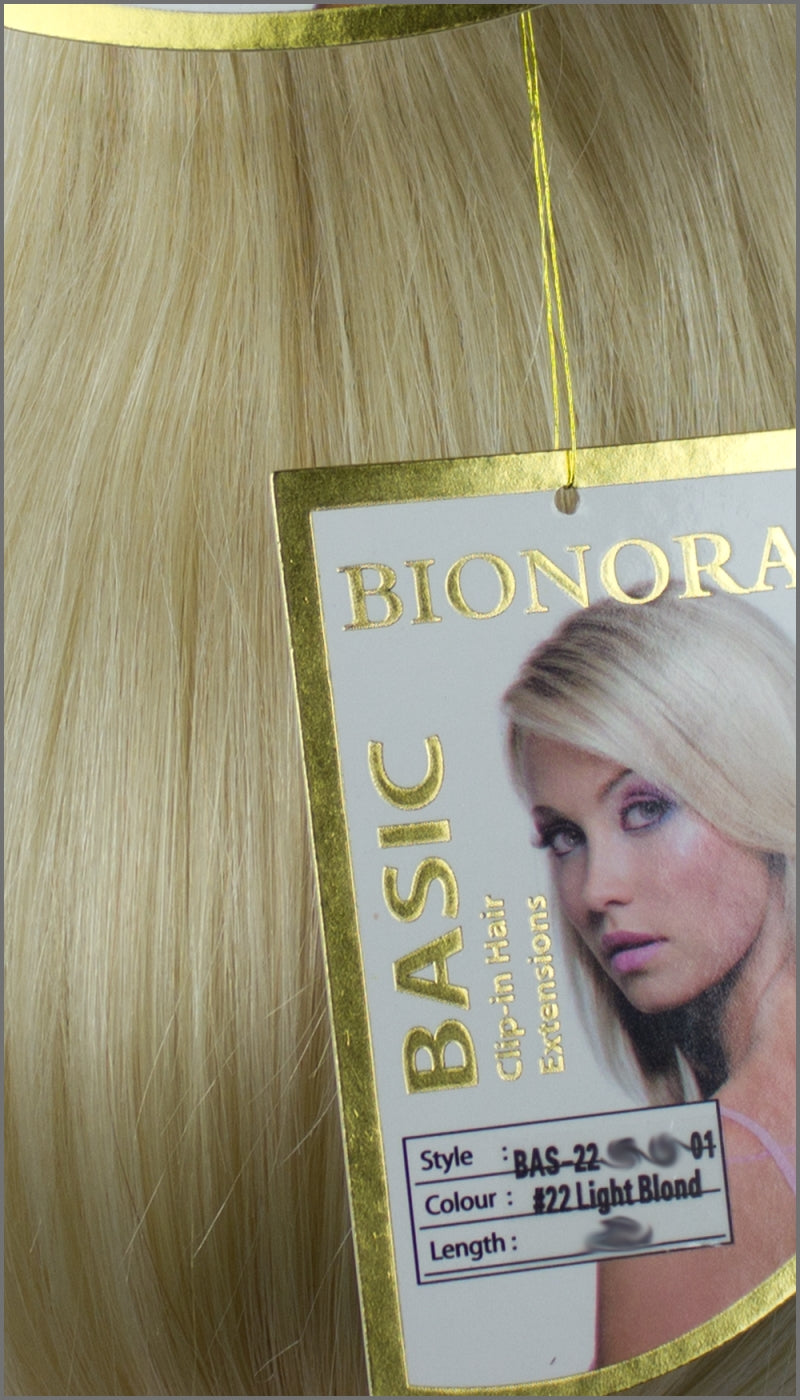 Clip-in Haar Extensions mit Echthaar, #22, Hellblond, BASIC von BIONORA, 43/53/63cm, 70/80/90 Gr.