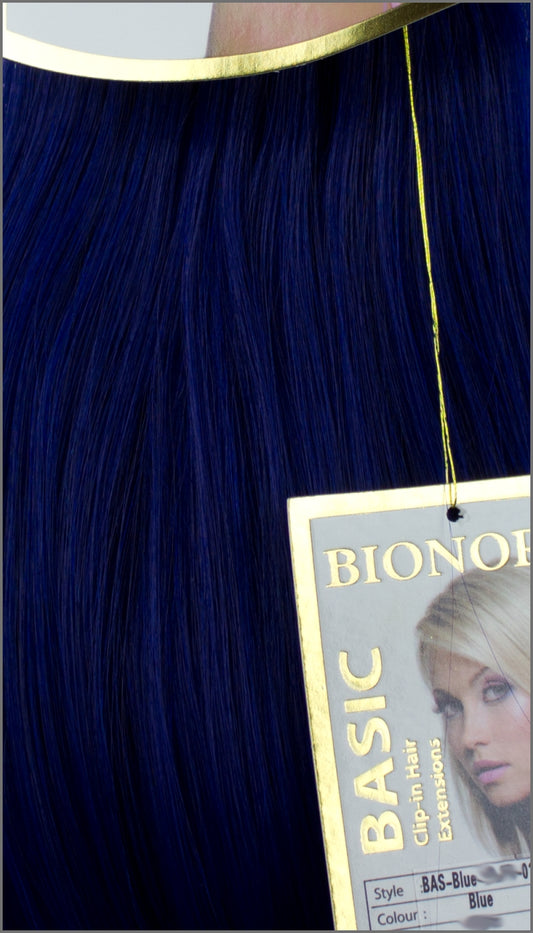 Clip-in Haar Extensions mit Echthaar, Blau, BASIC von BIONORA, 43/53/63cm, 70/80/90 Gr.