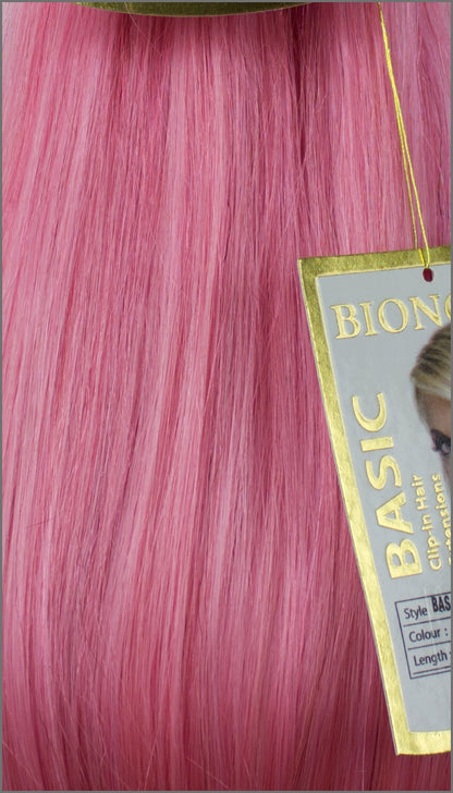 Clip-in Haar Extensions mit Echthaar, Pink, BASIC von BIONORA, 43/53/63cm, 70/80/90 Gr.