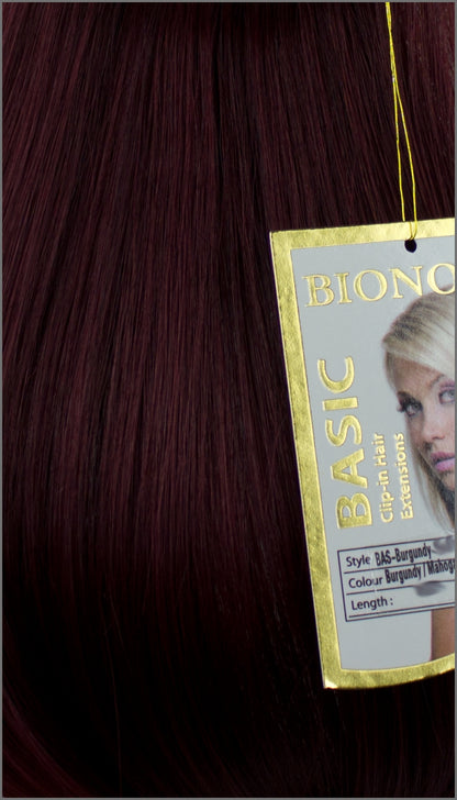Clip-in Haar Extensions mit Echthaar, Weinrot, BASIC von BIONORA, 43/53/63cm, 70/80/90 Gr.