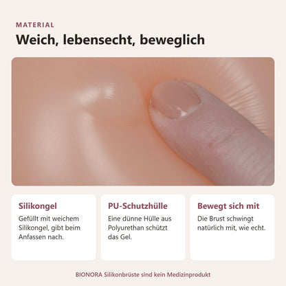 BIONORA Silikonbrüste in Tropfenform: Material: Silikongel, PU-Schutzhülle, Bewegt sich mit