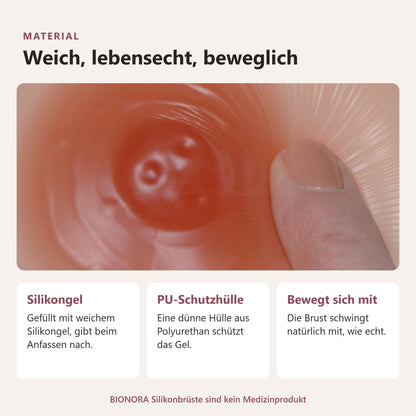 BIONORA Silikonbrüste in Tropfenform: Material: Silikongel, PU-Schutzhülle, Bewegt sich mit