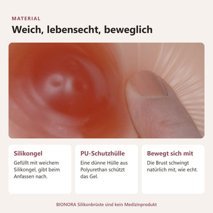 BIONORA Silikonbrüste in Dreiecksform: Material: Silikongel, PU-Schutzhülle, Bewegt sich mit