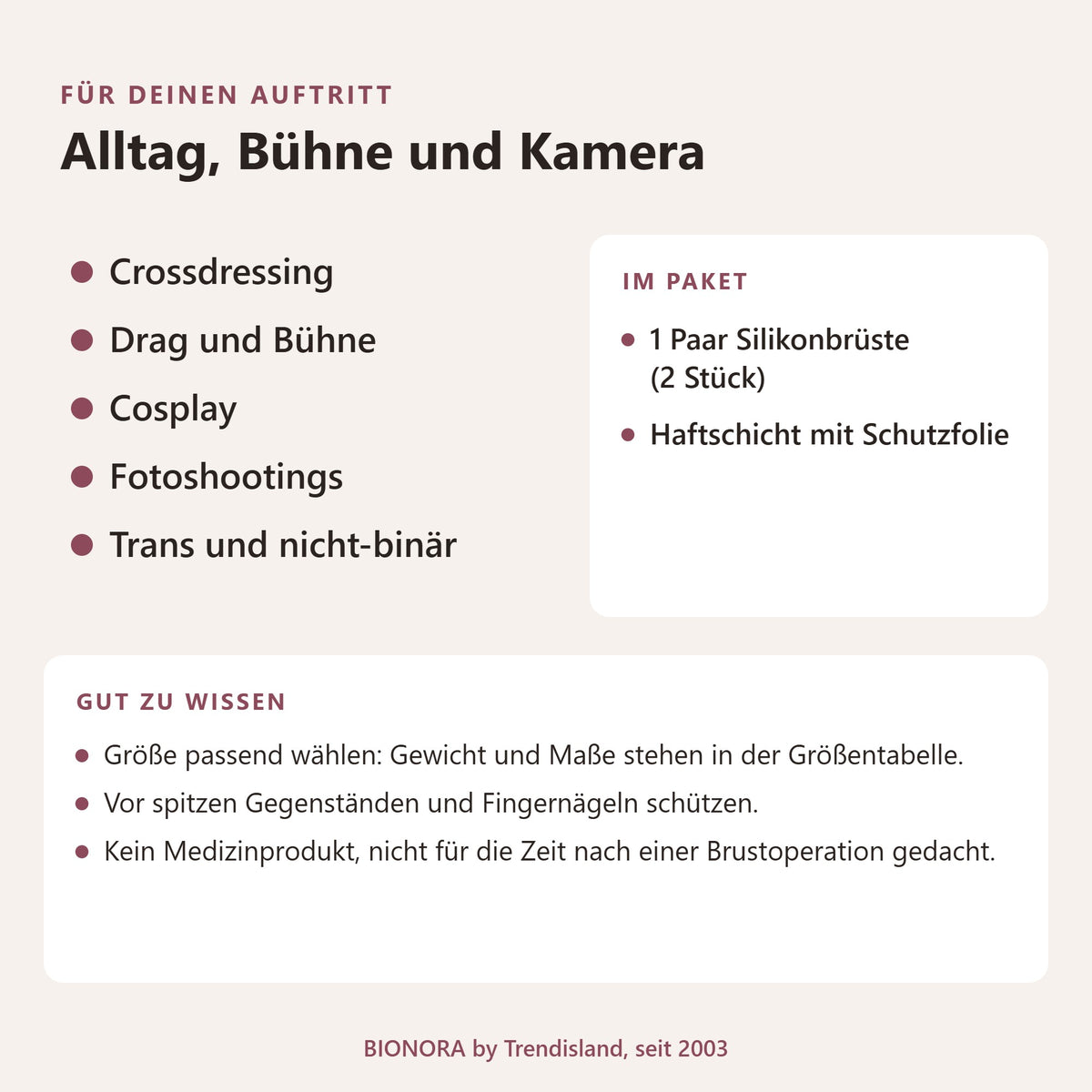BIONORA Kleine BH-Einlagen in Cup A: Alltag, Bühne und Kamera: Crossdressing, Drag und Bühne, Cosplay, Fotoshootings, Trans und nicht-binär