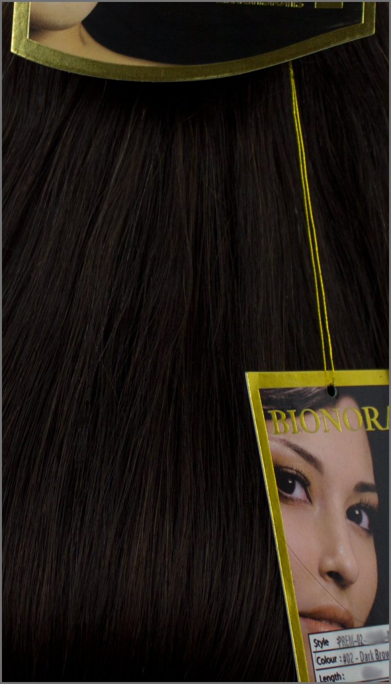 Clip-in 100% Remy Echthaar Extensions, BIONORA PREMIUM, #02, Dunkelbraun, 40 50 60 (+) cm, 100/110/120Gr.
