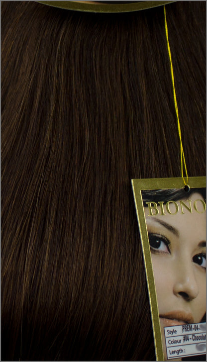 Clip-in 100% Remy Echthaar Extensions, BIONORA PREMIUM, #04, Schokobraun, 40 50 60 (+) cm, 100/110/120Gr.